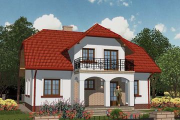 Projekt domu APS 086 - parterowy z poddaszem dom o powierzchni 169,90 m², dach naczółkowy - ujęcie frontu