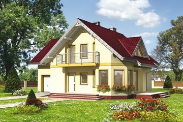  Projekt domu Majka Teta - murowana – beton komórkowy (KRD1923) - projekt domu parterowego z poddaszem - Zdjęcie 1