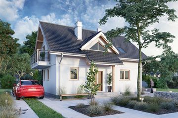 Projekt domu Malachit Polo (1037) - parterowy z poddaszem dom o powierzchni 105,40 m², dach dwuspadowy, koszt budowy 276 000 zł - ujęcie frontu