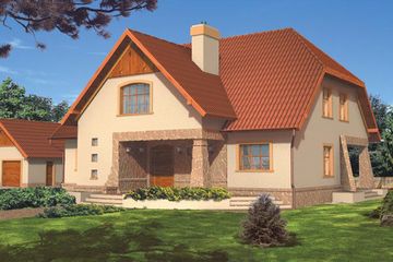  Projekt domu Grażyna (+ garaż) (WRC1608) - projekt domu parterowego z poddaszem - Zdjęcie 1