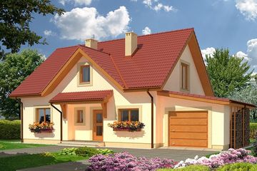  Projekt domu Maria wersja B z garażem paliwo stałe (WRD1932) - projekt domu parterowego z poddaszem - Zdjęcie 1