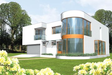 Projekt domu Karol G2 - z pełnym piętrem dom o powierzchni 277,94 m², dach płaski, koszt budowy 890 700 zł - ujęcie frontu