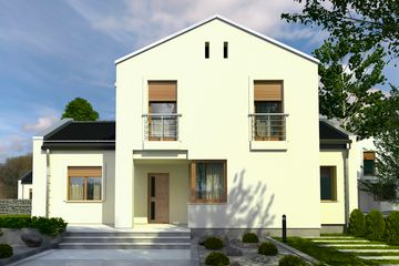 Projekt domu Kasjopea bez garażu [B] - z pełnym piętrem dom o powierzchni 127,60 m², dach dwuspadowy - ujęcie frontu