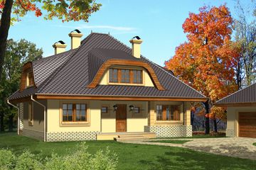  Projekt domu Diament (WRN1001) - projekt domu parterowego z poddaszem - Zdjęcie 1