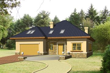  Projekt domu Albatros z garażem 2-st. [A] (WRF1030) - projekt domu parterowego z poddaszem - Zdjęcie 1