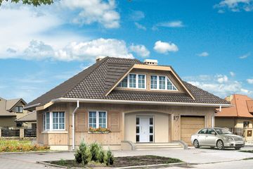  Projekt domu Huragan dr-S (BSA1327) - projekt domu parterowego z poddaszem - Zdjęcie 1