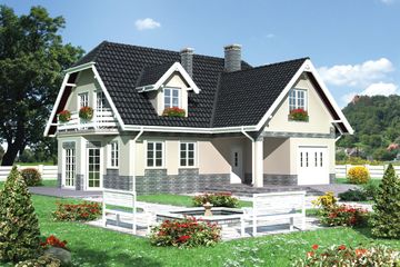  Projekt domu Rozalia - murowana – ceramika (KRD2429) - projekt domu parterowego z poddaszem - Zdjęcie 1