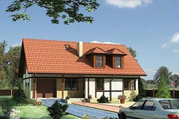  Projekt domu Perkoz - szkielet drewniany lekki (KRD2423) - projekt domu parterowego z poddaszem - Zdjęcie 1