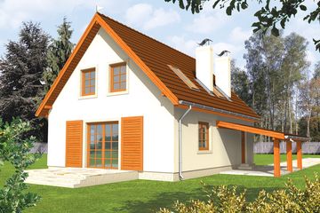  Projekt domu Martynka (z wiatą) (WRC1026) - projekt domu parterowego z poddaszem - Zdjęcie 1