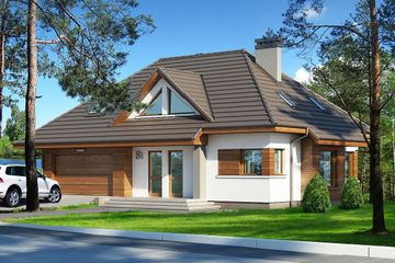  Projekt domu Reksio 2G+ (BSB1080) - projekt domu parterowego z poddaszem - Zdjęcie 1