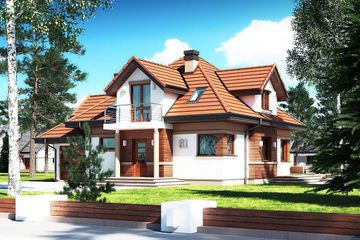  Projekt domu Rumcajs N (BSB1081) - projekt domu parterowego z poddaszem - Zdjęcie 1