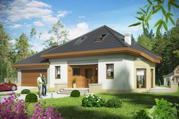  Projekt domu Szpak trend z garażem 2-st. [A] (WRF1474) - projekt domu parterowego z poddaszem - Zdjęcie 1