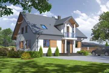  Projekt domu Tarczyn nowy (KRP1484) - projekt domu parterowego z poddaszem - Zdjęcie 1
