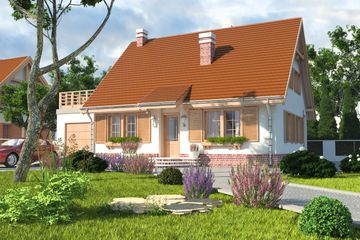  Projekt domu Bażant II z garażem 1-st. [A] (WRF1043) - projekt domu parterowego z poddaszem - Zdjęcie 1