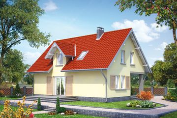  Projekt domu Wacek - murowana – beton komórkowy (KRD2444) - projekt domu parterowego z poddaszem - Zdjęcie 1