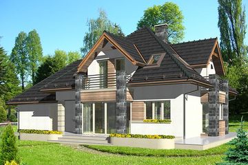  Projekt domu HG-I18C (KRM1074) - projekt domu parterowego z poddaszem - Zdjęcie 1