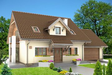  Projekt domu HG-I18D (KRM1075) - projekt domu parterowego z poddaszem - Zdjęcie 1