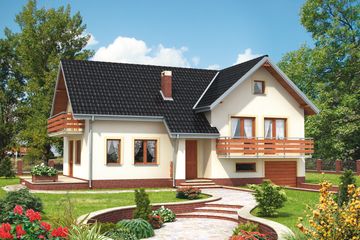  Projekt domu Zgoda - murowana – ceramika (KRD2449) - projekt domu parterowego z poddaszem - Zdjęcie 1