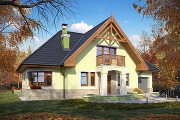  Projekt domu Damian z garażem 1-st. [A] (WRF1057) - projekt domu parterowego z poddaszem - Zdjęcie 1