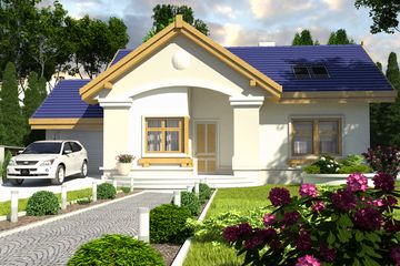  Projekt domu Drozd z garażem 1-st. [A] (WRF1060) - projekt domu parterowego z poddaszem - Zdjęcie 1