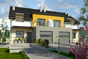  Projekt domu Gwarek z garażem 1-st. bliźniak [A-BL1] (WRF1426) - projekt domu parterowego z poddaszem - Zdjęcie 1