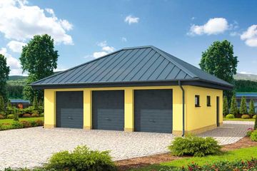  Projekt garażu G306 garaż trzystanowiskowy (SLN1593) - projekt garażu parterowego - Zdjęcie 1