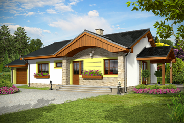  Projekt domu Dino II z garażem 1-st. [A] (WRF1510) - projekt domu parterowego - Zdjęcie 1