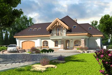  Projekt domu Dzierlatka IV z garażem 2-st. [A] (WRF1067) - projekt domu parterowego z poddaszem - Zdjęcie 1