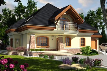  Projekt domu Dzierlatka V z garażem 1-st. [A] (WRF1068) - projekt domu parterowego z poddaszem - Zdjęcie 1