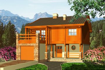 Projekt domu Eliza z garażem 1-st. [A] - z pełnym piętrem dom o powierzchni 133,90 m², dach dwuspadowy - ujęcie frontu