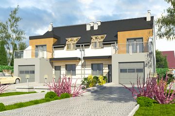 Projekt domu Gwarek z garażem 1-st. bliźniak [A-BL2] (WRF1427) - projekt domu parterowego z poddaszem - Zdjęcie 1