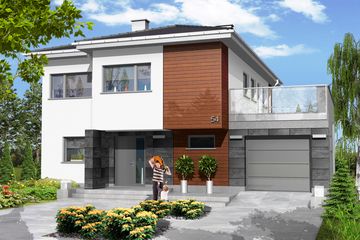  Projekt domu Oskar z garażem 1-st. [A] (WRF1429) - projekt domu z pełnym piętrem - Zdjęcie 1