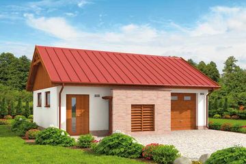  Projekt garażu G310 jednostanowiskowy z pomieszczenie gospodarczym (SLN1596) - projekt garażu parterowego - Zdjęcie 1