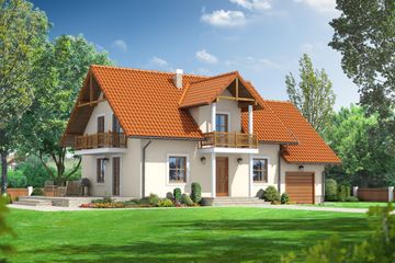  Projekt domu Biskupice 3 (KRP1283) - projekt domu parterowego z poddaszem - Zdjęcie 1