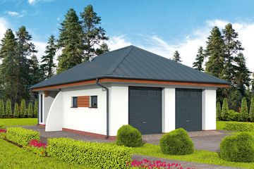 Projekt garażu G320 garaż dwustanowiskowy z pomieszczeniem gospodarczym i altaną (SLN1608) - projekt garażu parterowego - Zdjęcie 1