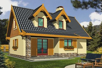  Projekt domu Harnaś wersja A bez garażu (WRD1128) - projekt domu parterowego z poddaszem - Zdjęcie 1