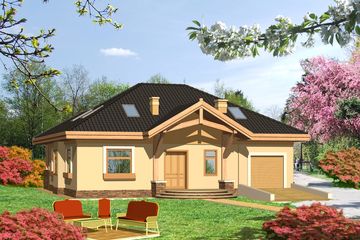  Projekt domu Gawron z garażem 1-st. [A] (WRF1077) - projekt domu parterowego - Zdjęcie 1