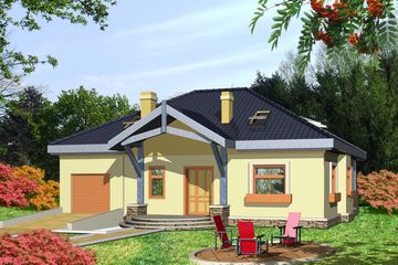  Projekt domu Gawron II z garażem 1-st. [A] (WRF1078) - projekt domu parterowego - Zdjęcie 1