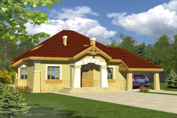  Projekt domu Kamila z wiatą [A] (WRF1094) - projekt domu parterowego z poddaszem - Zdjęcie 1