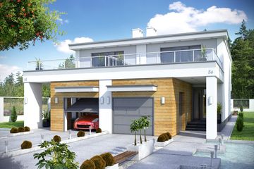  Projekt domu Long z garażem 1-st. bliźniak [A-BL1] (WRF1486) - projekt domu z pełnym piętrem - Zdjęcie 1