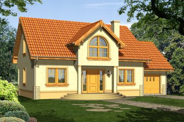  Projekt domu Weda z garażem 1 stanowiskowym (WRN1041) - projekt domu parterowego z poddaszem - Zdjęcie 1