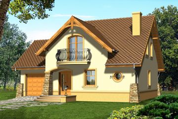  Projekt domu Czekolada z garażem 1 stanowiskowym (WRN1043) - projekt domu parterowego z poddaszem - Zdjęcie 1