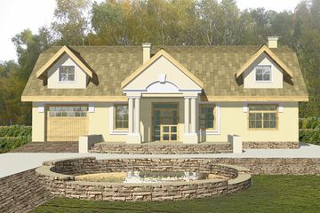  Projekt domu Jaskółka z garażem 1-st. [A] (WRF1089) - projekt domu parterowego z poddaszem - Zdjęcie 1