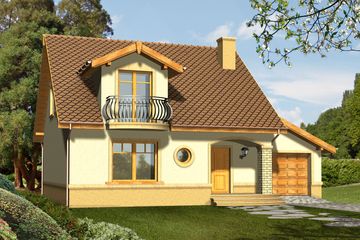  Projekt domu Limba z garażem 1 stanowiskowym (WRN1065) - projekt domu parterowego z poddaszem - Zdjęcie 1