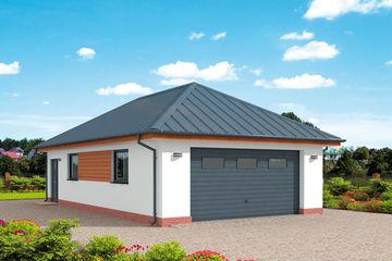  Projekt garażu G319 garaż dwustanowiskowy z pomieszczeniem gospodarczym (SLN1612) - projekt garażu parterowego - Zdjęcie 1