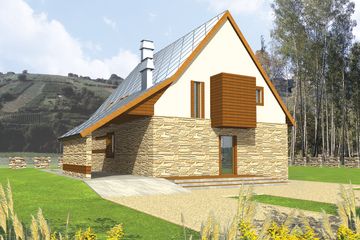  Projekt domu Lotka (z wiatą) (WRC1098) - projekt domu parterowego z poddaszem - Zdjęcie 1