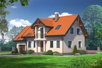  Projekt domu Mirów 7 (KRP1305) - projekt domu parterowego z poddaszem - Zdjęcie 1