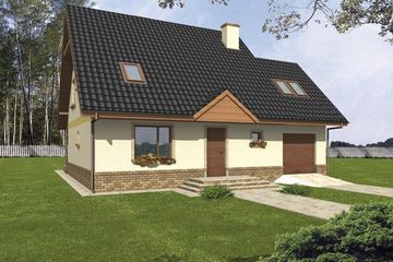  Projekt domu Sara z garażem (WRY1045) - projekt domu parterowego z poddaszem - Zdjęcie 1