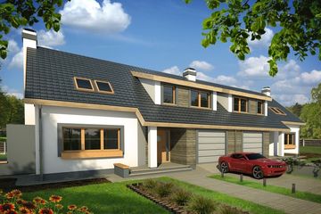 Projekt domu Rodzynek 2a - dwulokalowy LLL (WRD1983) - projekt domu parterowego z poddaszem - Zdjęcie 1