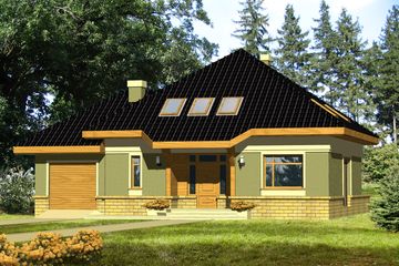  Projekt domu Kuba z garażem 1-st. [A] (WRF1104) - projekt domu parterowego z poddaszem - Zdjęcie 1